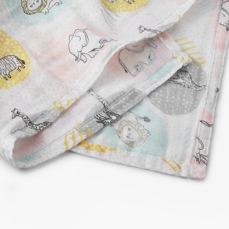 PORTICO Little Peaches Cotton Set of 2 Printed Muslin Cloth