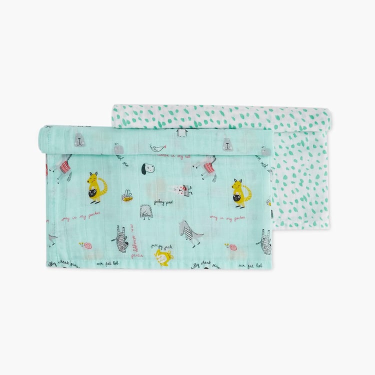 PORTICO Little Peaches Cotton Set of 2 Printed Muslin Cloth