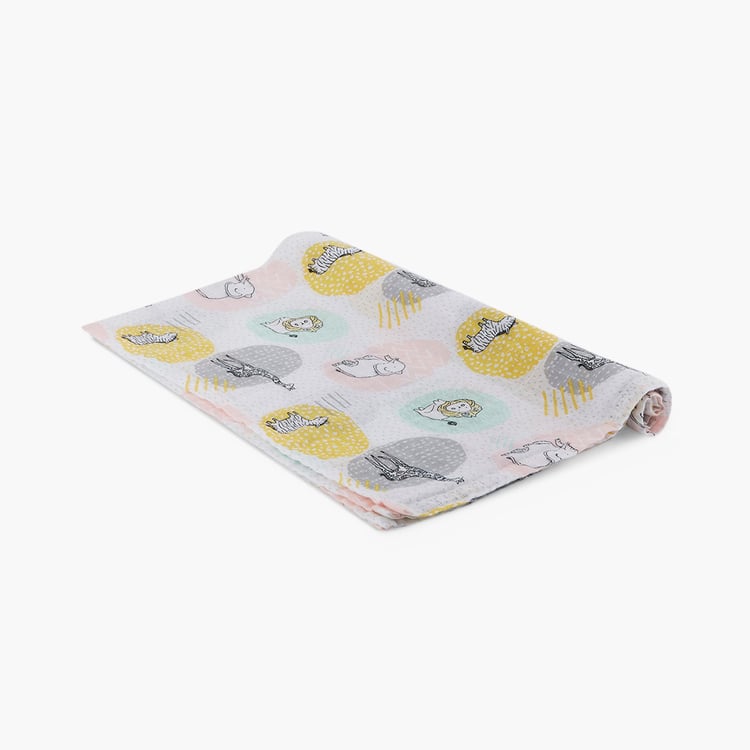 PORTICO Little Peaches Cotton Set of 4 Printed Muslin Cloth