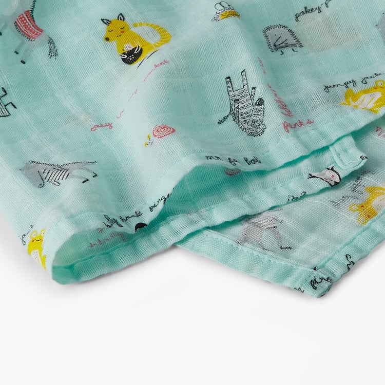 PORTICO Little Peaches Cotton Set of 4 Printed Muslin Cloth