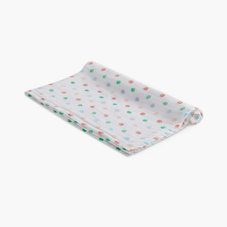 PORTICO Little Peaches Cotton Set of 4 Printed Muslin Cloth