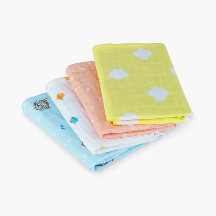 PORTICO Little Peaches Cotton Set of 4 Printed Burp Cloth