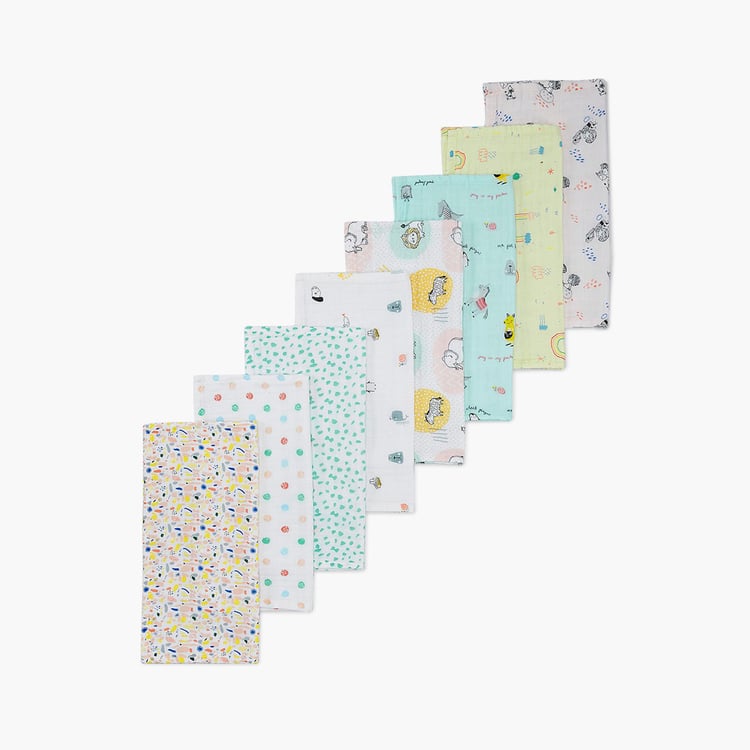 PORTICO Little Peaches Cotton Set of 8 Printed Burp Cloth