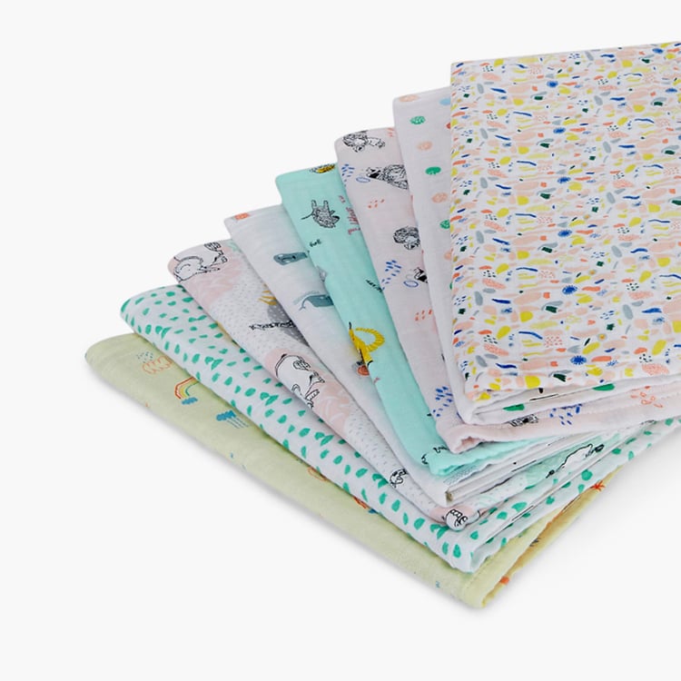 PORTICO Little Peaches Cotton Set of 8 Printed Burp Cloth