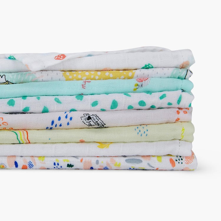 PORTICO Little Peaches Cotton Set of 8 Printed Burp Cloth