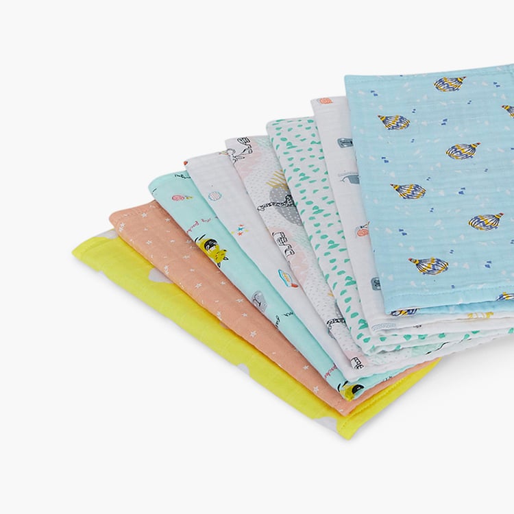 PORTICO Little Peaches Cotton Set of 8 Printed Burp Cloth