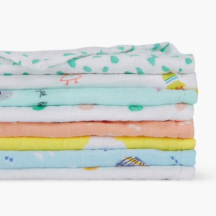 PORTICO Little Peaches Cotton Set of 8 Printed Burp Cloth