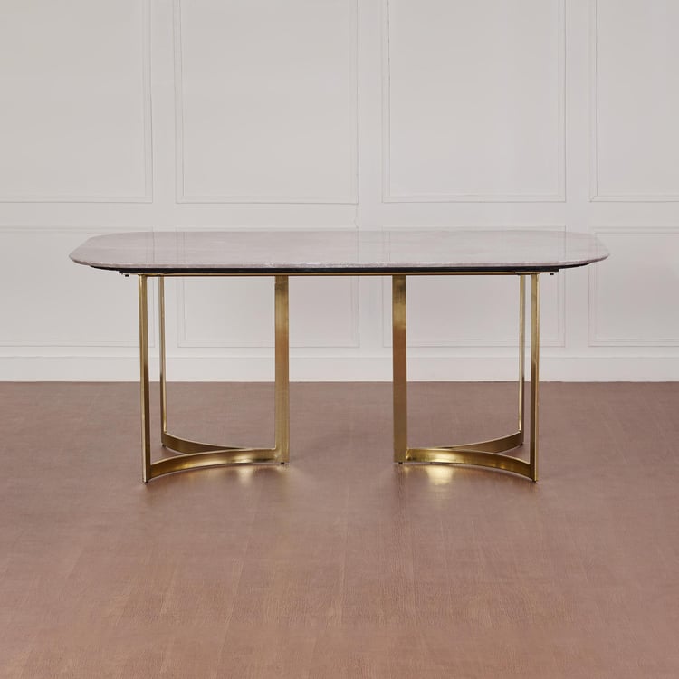 Vogue Dakota Marble Top 6-Seater Dining Table - Grey