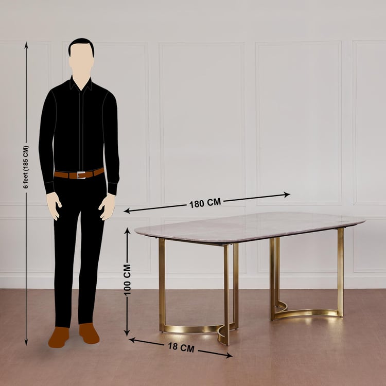 Vogue Dakota Marble Top 6-Seater Dining Table - Grey