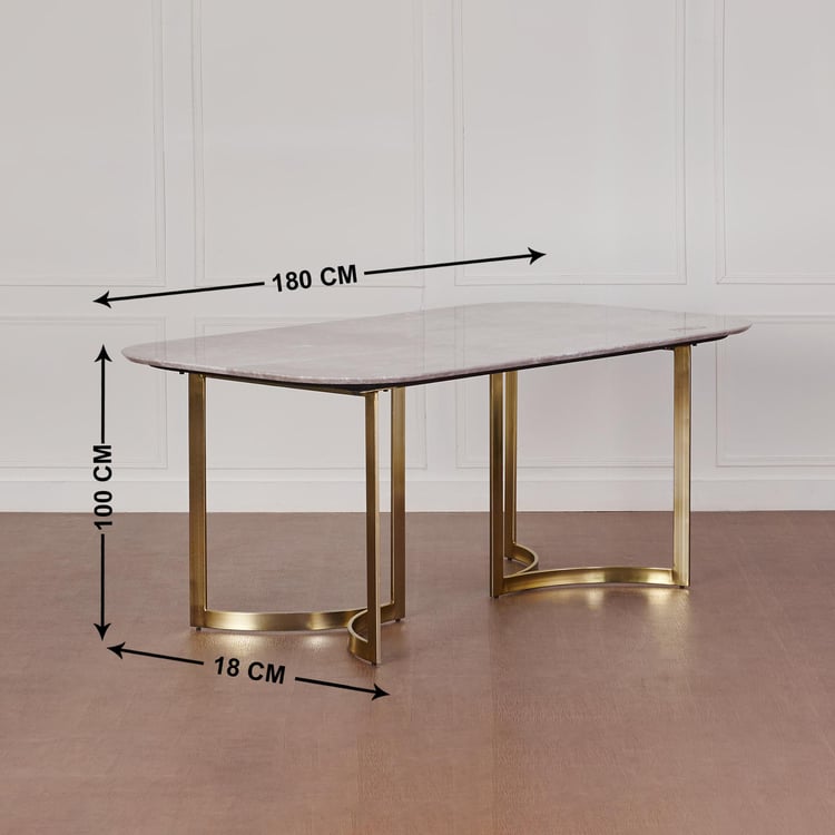 Vogue Dakota Marble Top 6-Seater Dining Table - Grey