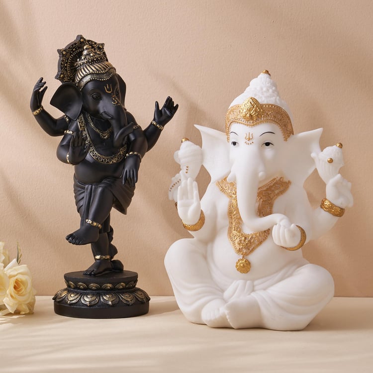 Dhyana Polyresin Sitting Ganesha Figurine