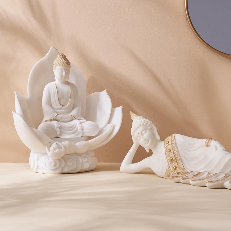 Noor Polyresin Buddha on Lotus Figurine