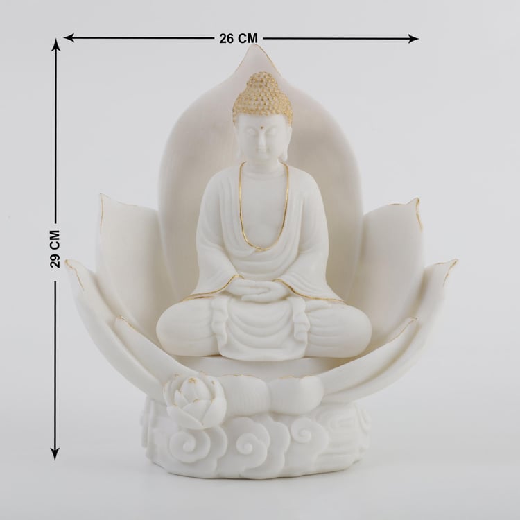 Noor Polyresin Buddha on Lotus Figurine