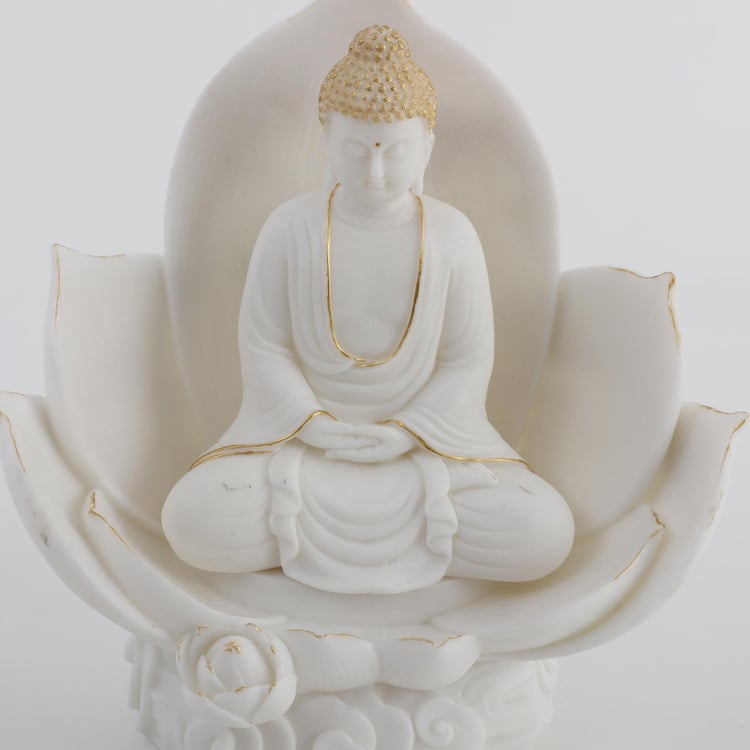 Noor Polyresin Buddha on Lotus Figurine