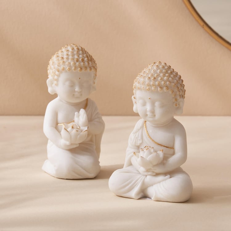 Noor Set of 2 Polyresin Buddha Figurines