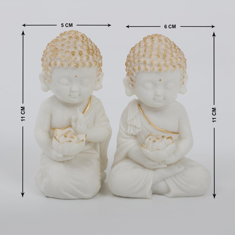 Noor Set of 2 Polyresin Buddha Figurines