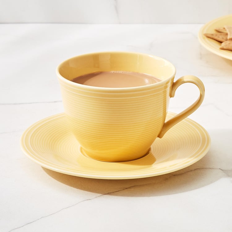 Colour Refresh Porcelain Striped Cup and Saucer - 220ml