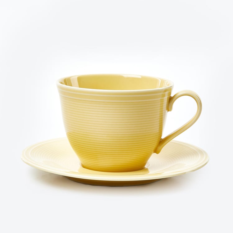 Colour Refresh Porcelain Striped Cup and Saucer - 220ml