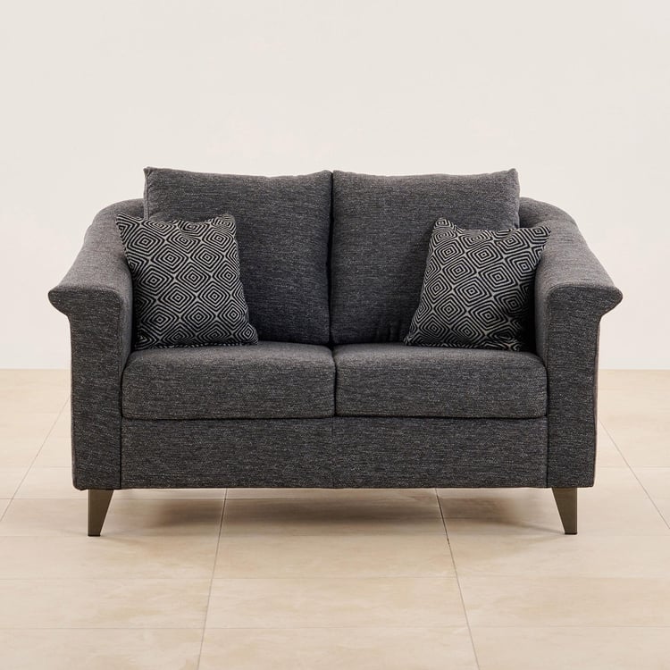 Reinvented Heritage Fabric 2-Seater Sofa with Cushions - Grey