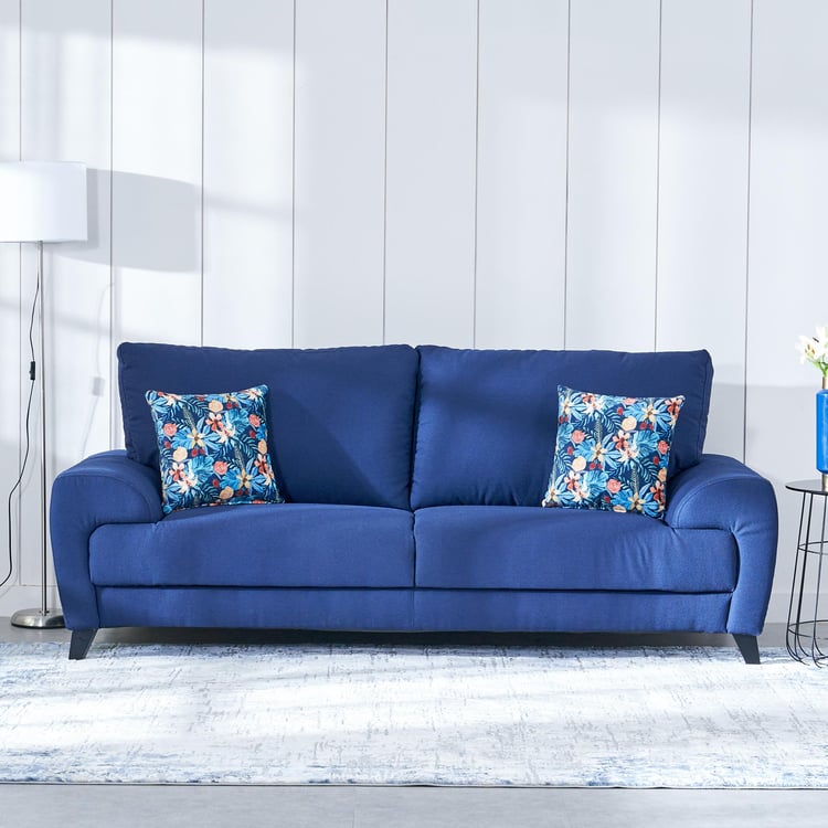 Ocean Fabric 3-Seater Sofa with Cushions - Blue