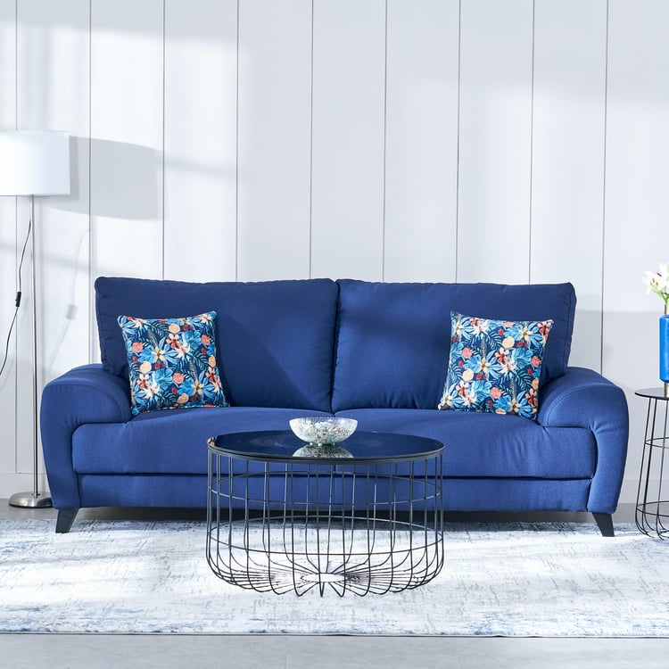 Ocean Fabric 3-Seater Sofa with Cushions - Blue