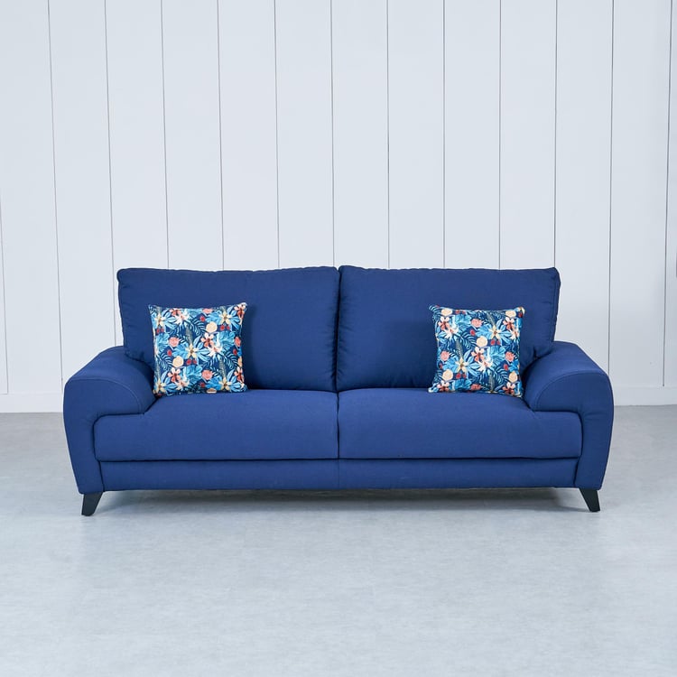 Ocean Fabric 3-Seater Sofa with Cushions - Blue