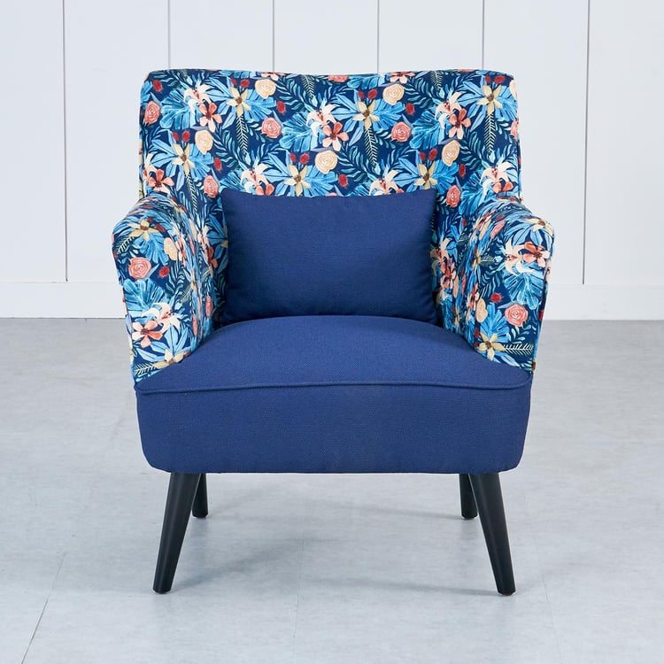 Ocean Fabric Printed Accent Chair - Blue