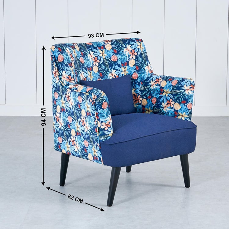 Ocean Fabric Printed Accent Chair - Blue