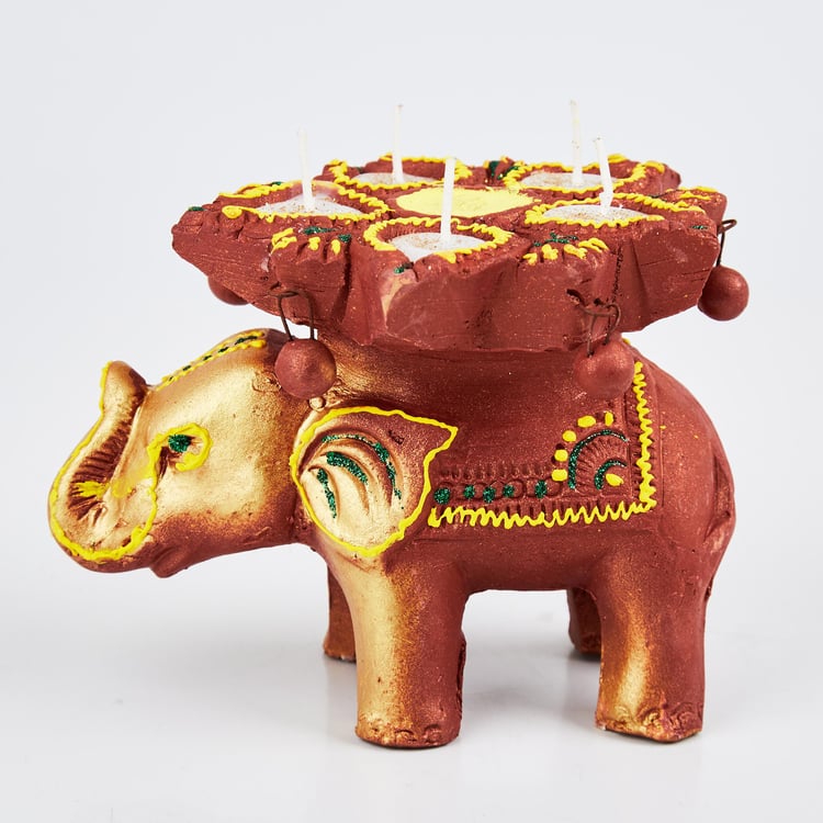 Corsica Fest Terracotta Elephant Diya Candle