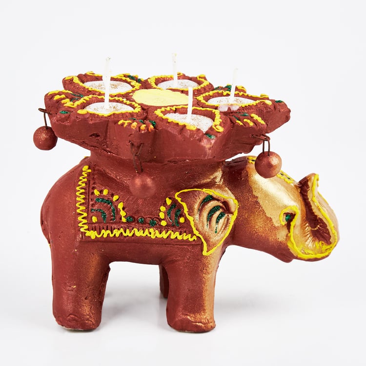 Corsica Fest Terracotta Elephant Diya Candle