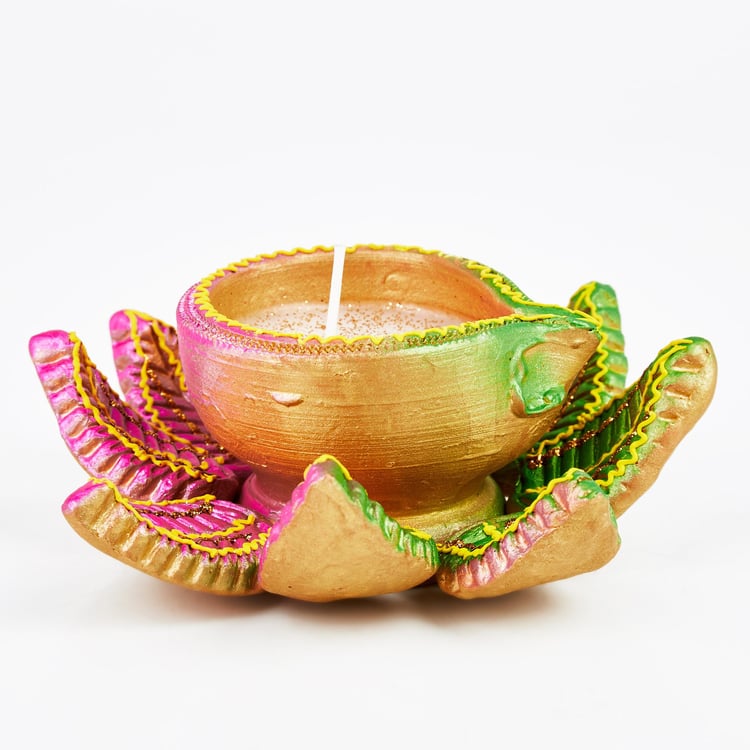 Corsica Fest Terracotta Lotus Diya Candle