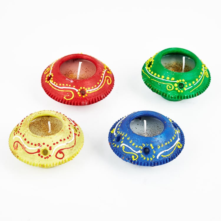 Corsica Fest Set of 4 Terracotta Matki Diya Candles