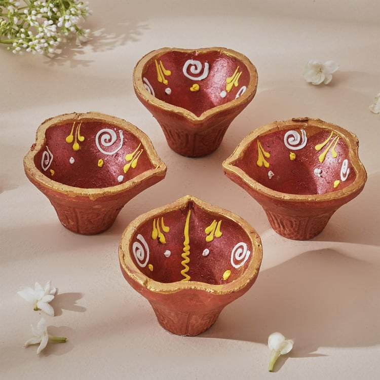 Corsica Fest Set of 4 Terracotta Decorative Diyas