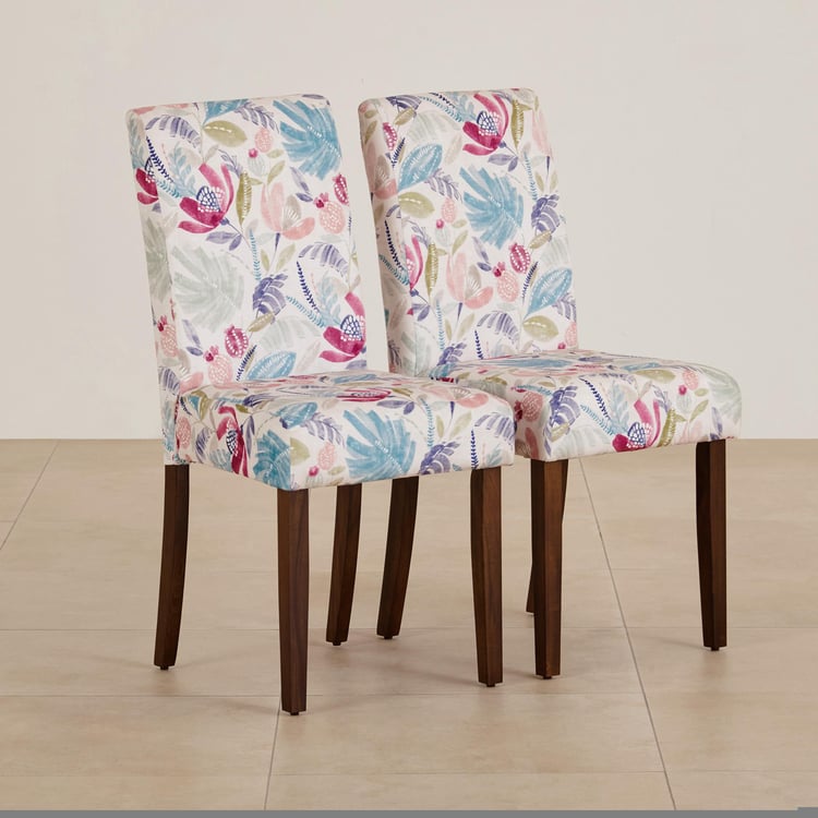 Nirvana Indus Set of 2 Velvet Dining Chairs - White and Dark Brown