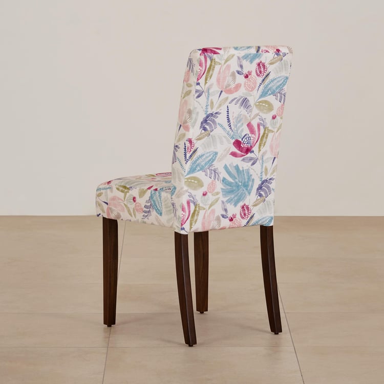 Nirvana Indus Set of 2 Velvet Dining Chairs - White and Dark Brown