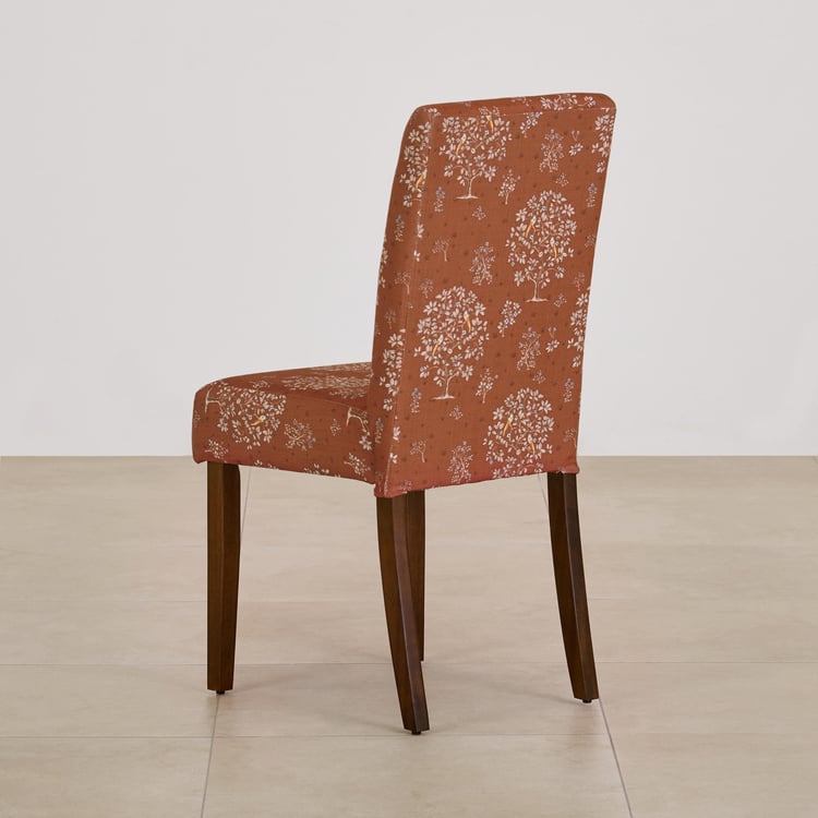 Nirvana Indus Set of 2 Fabric Dining Chairs - Rust and Dark Brown