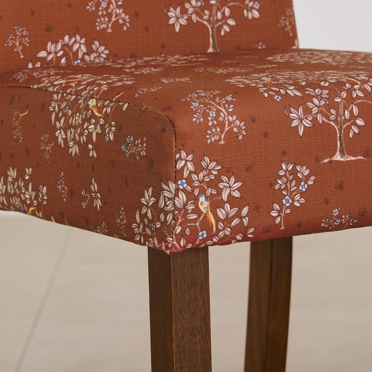 Nirvana Indus Set of 2 Fabric Dining Chairs - Rust and Dark Brown