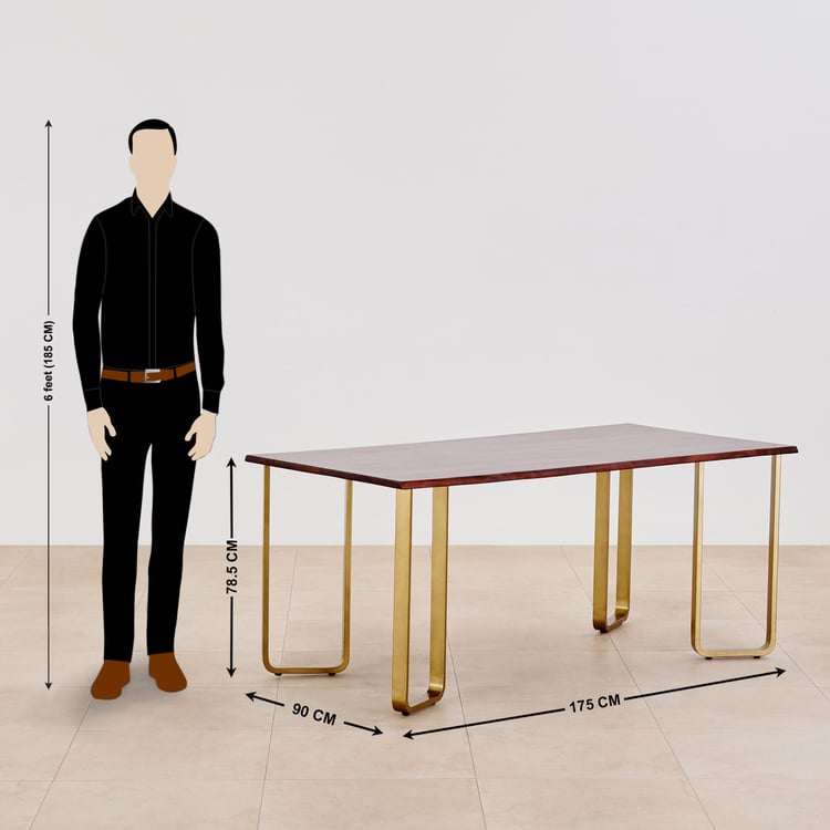 Nirvana Sheesham Wood 6-Seater Dining Set with Indus Chairs - Brown