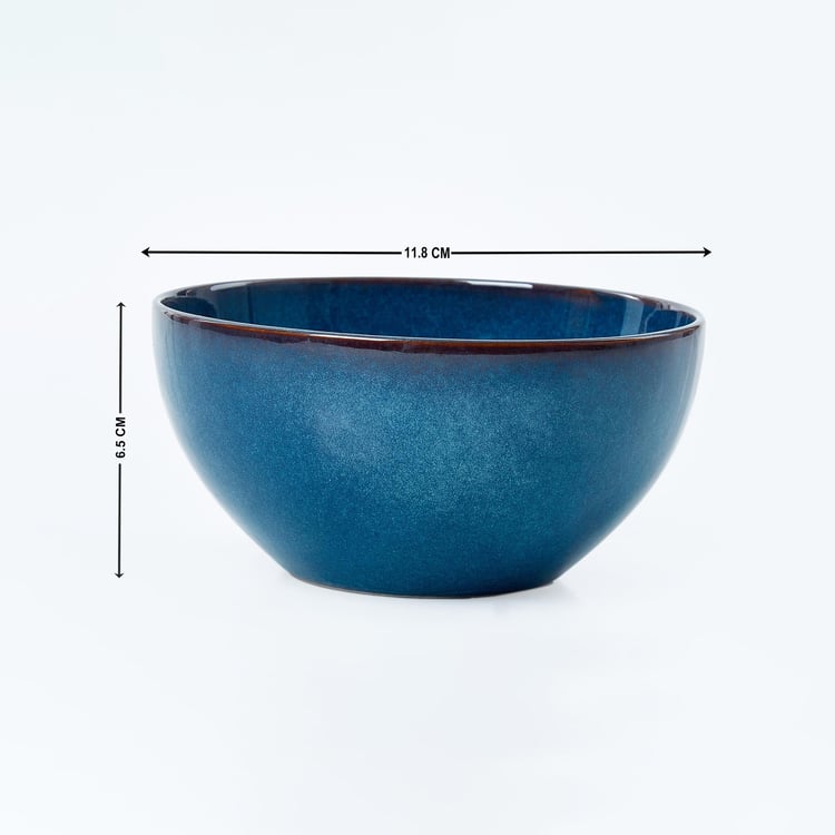 Assiette Creuse En Grès H&H Piatto Fondo - Indigo Et Beige, Diamètre 20 Cm