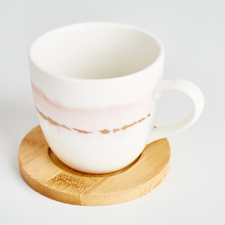 Showstopper Set of 6 Porcelain Mugs with Bamboo Coasters and Tray - 200ml