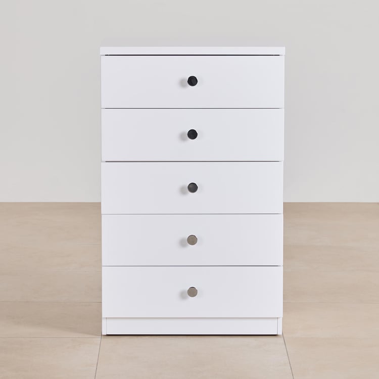 Alps Chest of 5 Drawers - White