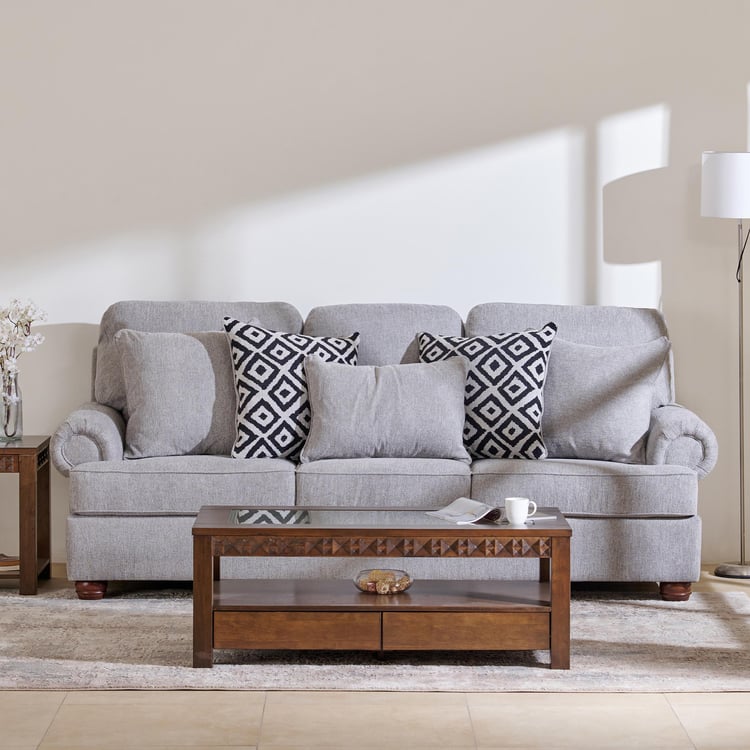 Helios Alvina Fabric 3-Seater Sofa - Grey