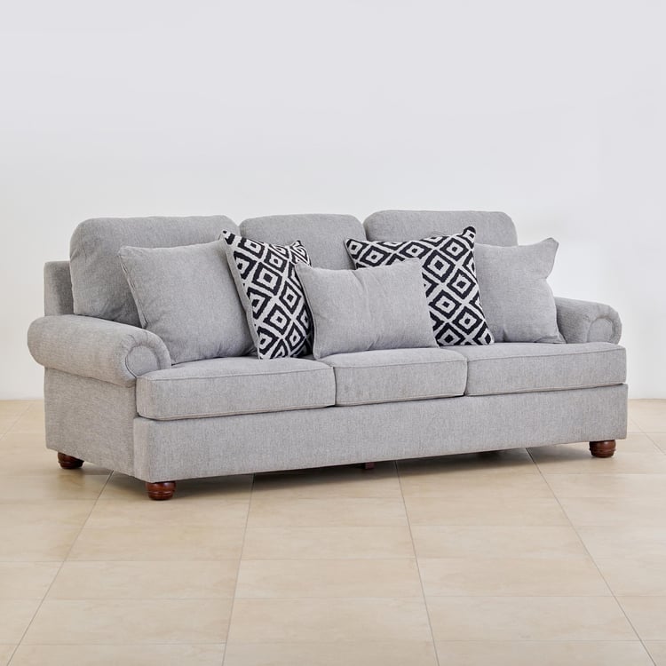 Helios Alvina Fabric 3-Seater Sofa - Grey