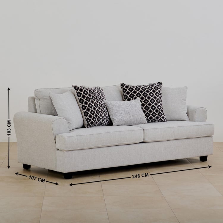 Helios Clarisse Fabric 3-Seater Sofa - Grey