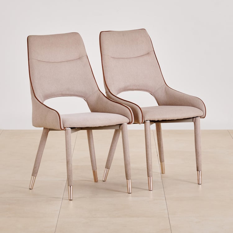 (Refurbished) Antonio Set of 2 Fabric Dining Chairs - Beige