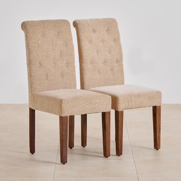 (Refurbished) Mourya Set of Fabric 2 Dining Chairs - Beige