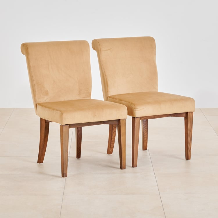 (Refurbished) Varna Set Of 2 Fabric Dining Chairs - Brown