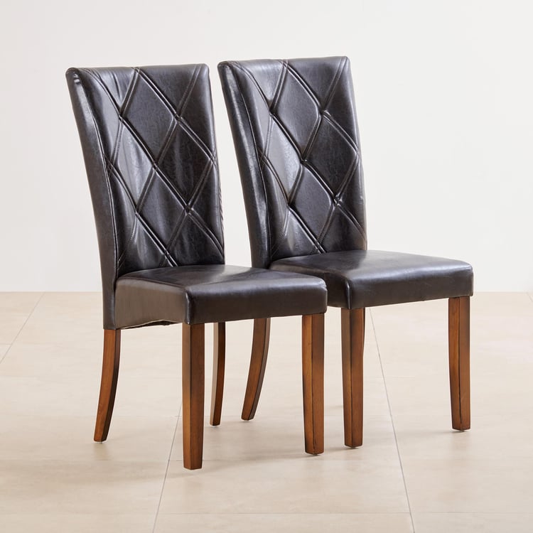 (Refurbished) Oscar Set of 2 Faux Leather Dining Chairs - Brown