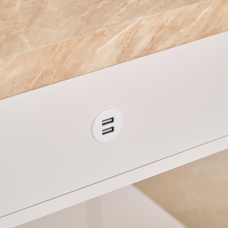 (Refurbished) Paris End Table with USB Charger Port - Cream