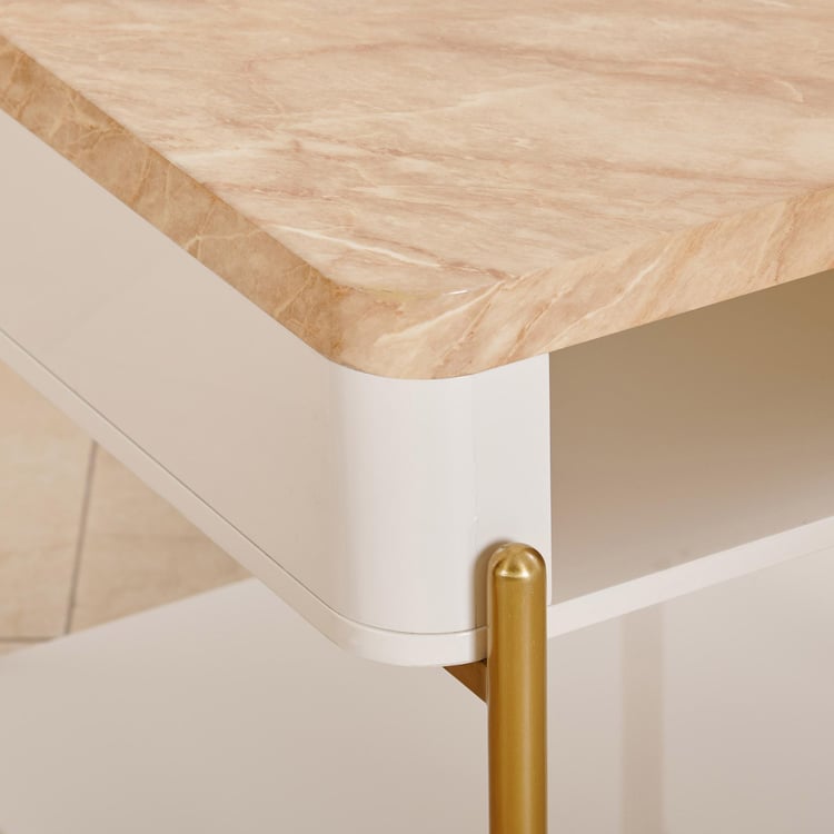 (Refurbished) Paris End Table with USB Charger Port - Cream